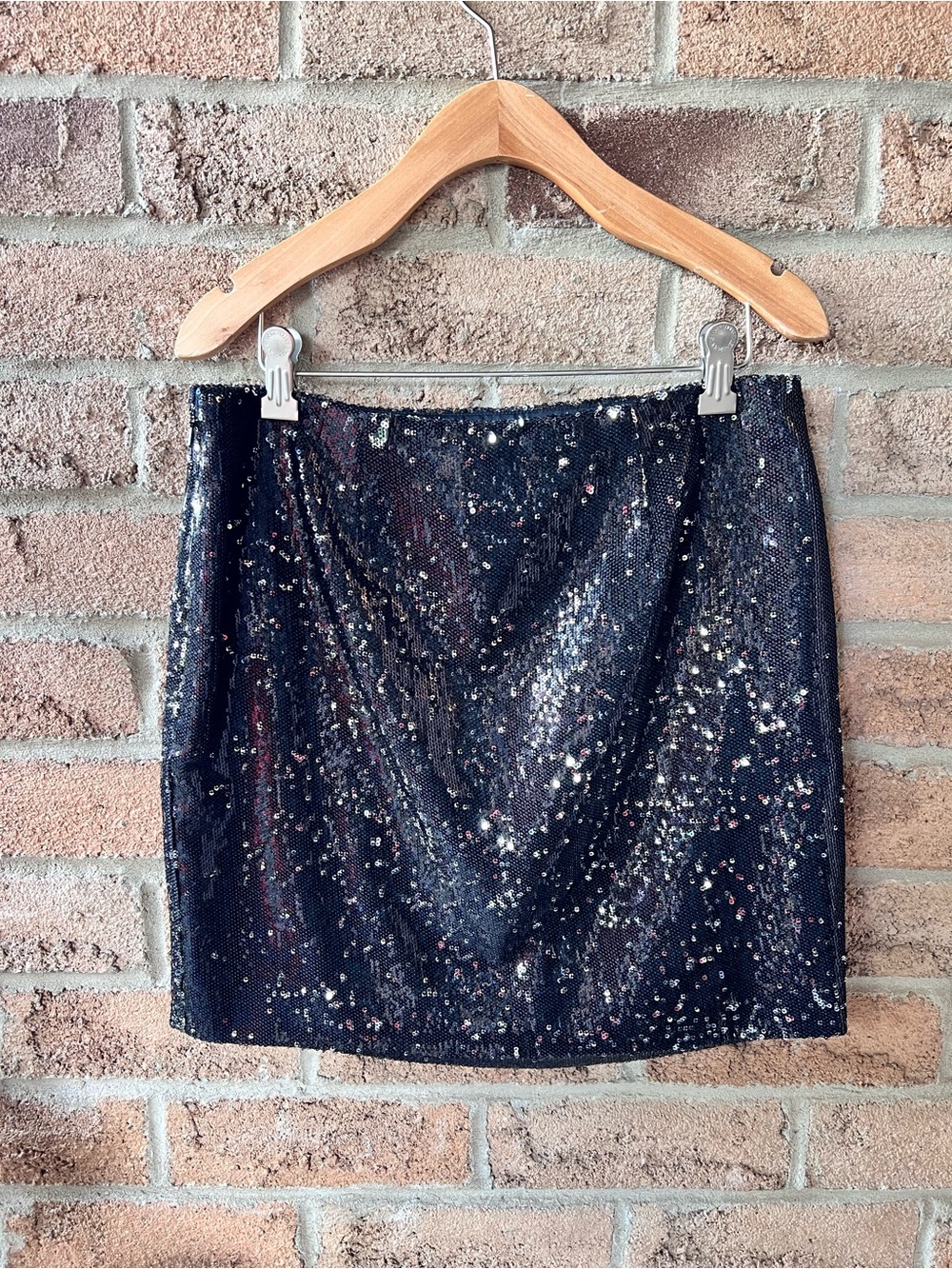 Michael Kors Black Iridescent Sequin Mini Skirt Side Zip Party Size 4